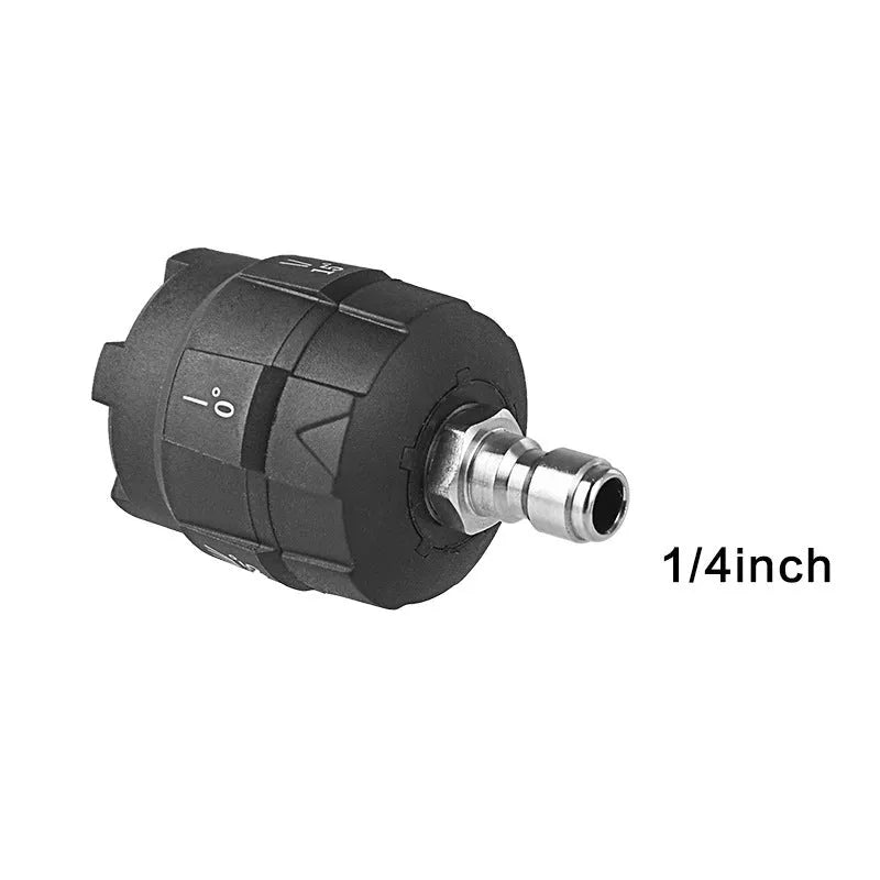 Multi-functional five-in-one high-pressure water gun spray nozzle made of white engineering plastic.
