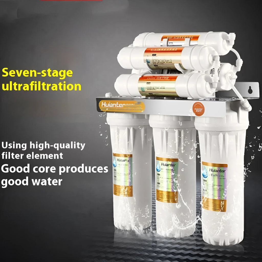 White plastic water filter cartridge for household tap water purification.