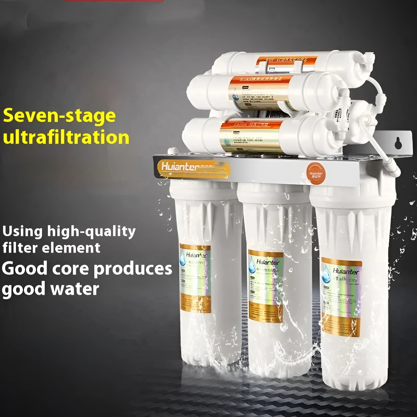 White plastic water filter cartridge for household tap water purification.