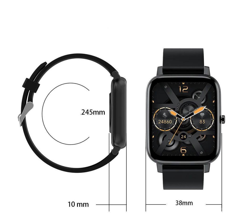 H80 sports smart watch with silicone strap on a wrist, showing a watch face displaying heart rate and blood oxygen data.