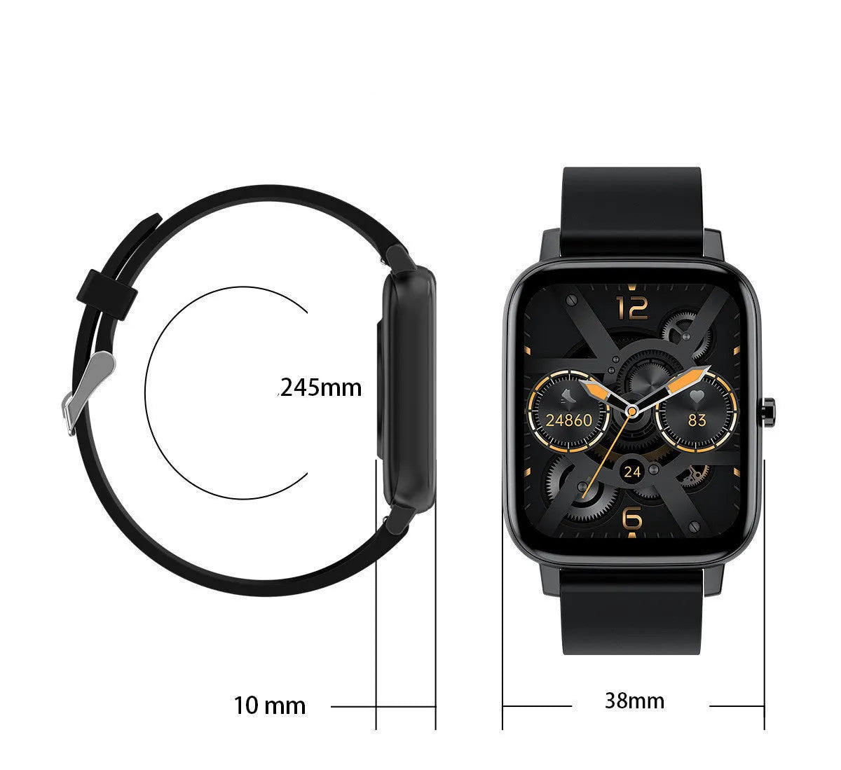 H80 sports smart watch with silicone strap on a wrist, showing a watch face displaying heart rate and blood oxygen data.