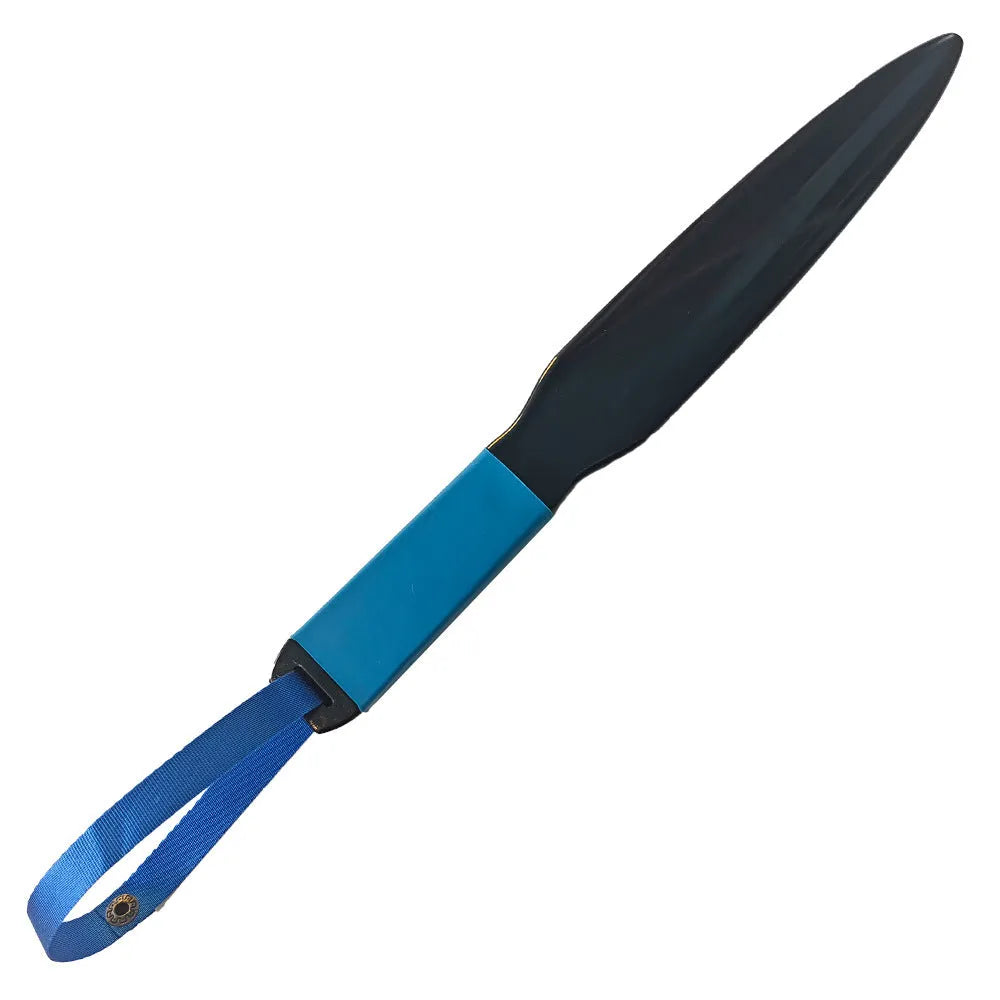 Blue handled dog break stick made of nylon, measuring 35 cm long, for training small and medium dogs.