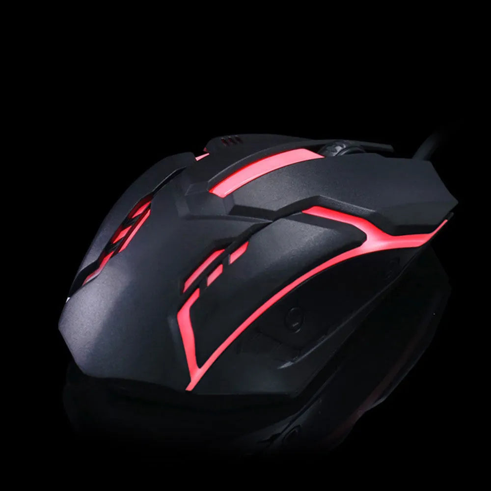 Wired USB computer mouse with luminous glow lighting in black or white design