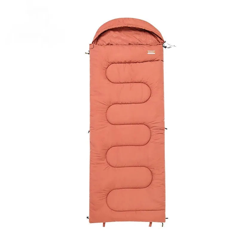 Outdoor camping sleeping bag with cotton construction in ochre and olive green colour options
