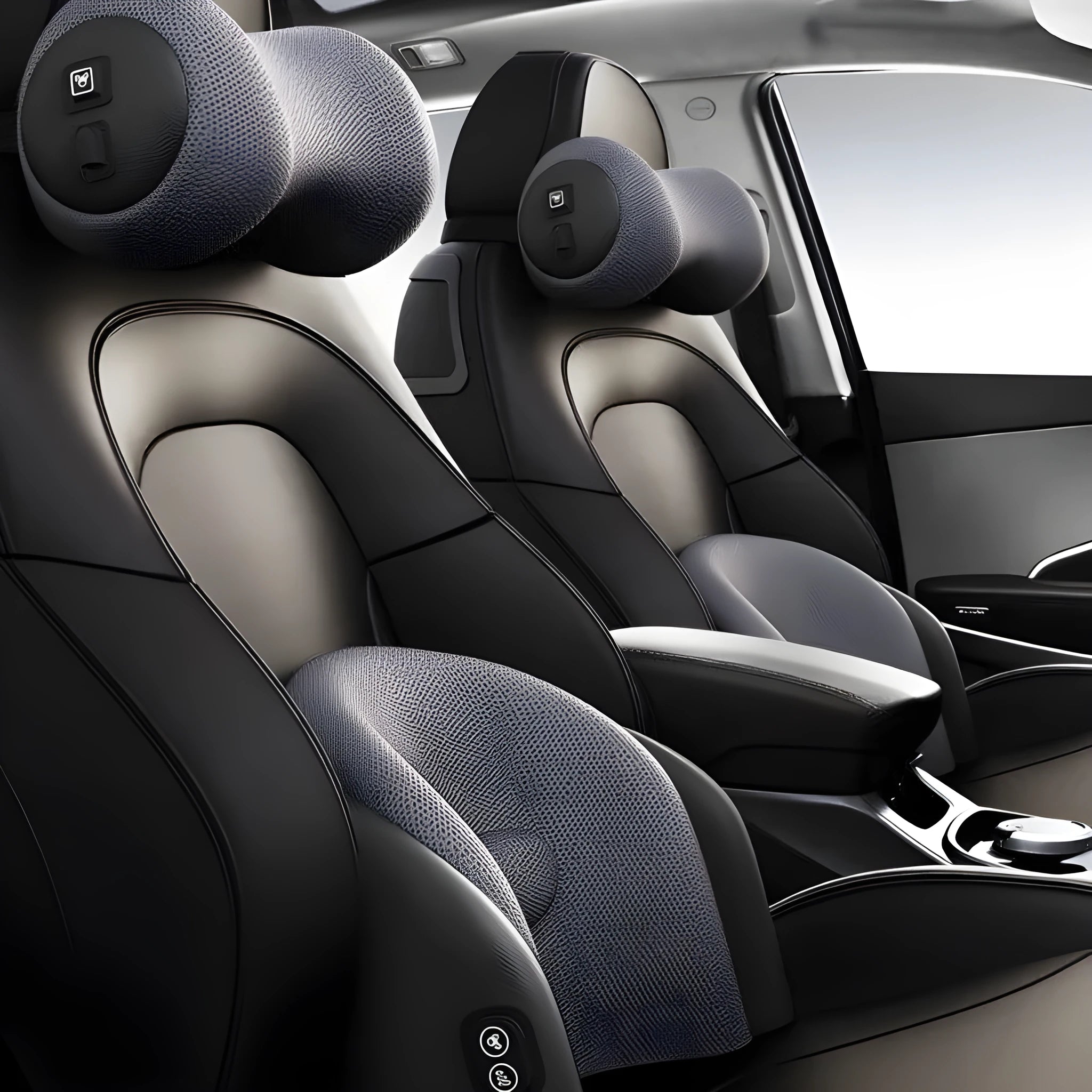 Car seat massage cushion with headrest and lumbar support in memory cotton