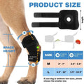Black polyester dog leg guard for knee joint support and ACL tear rehabilitation.