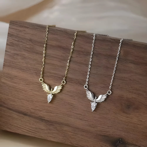 925 silver eagle pendant necklace with adjustable O-ring chain in white gold or yellow gold finish