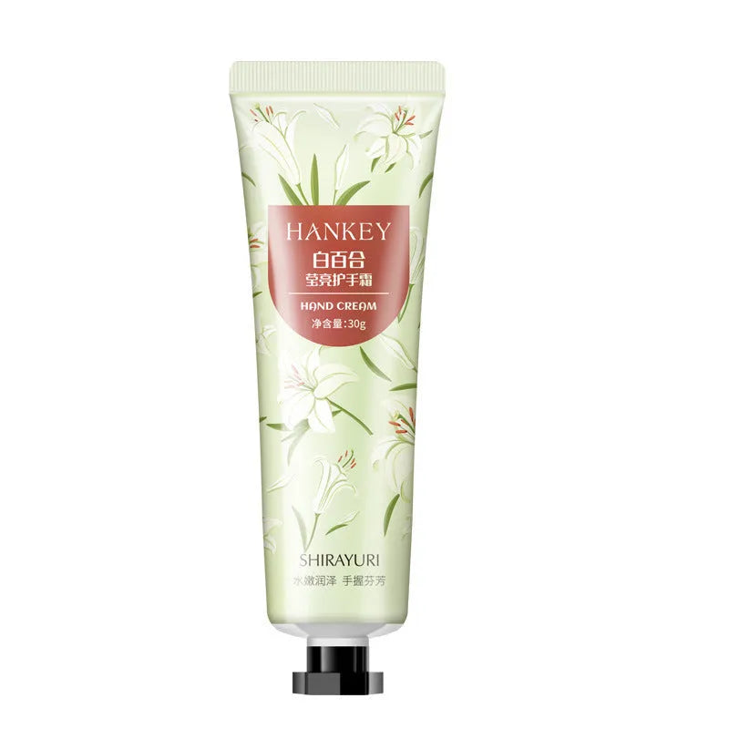30g tube of fruit-based hand cream with eleven formula options including avocado and green tea