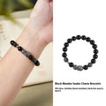 Men's S925 sterling silver snake bracelet with obsidian black crystal hair, 10mm width, retro zodiac style