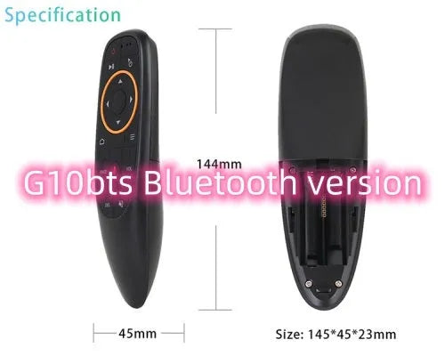 G10 G10S intelligent voice remote control with air mouse function showing silicone buttons on plastic shell
