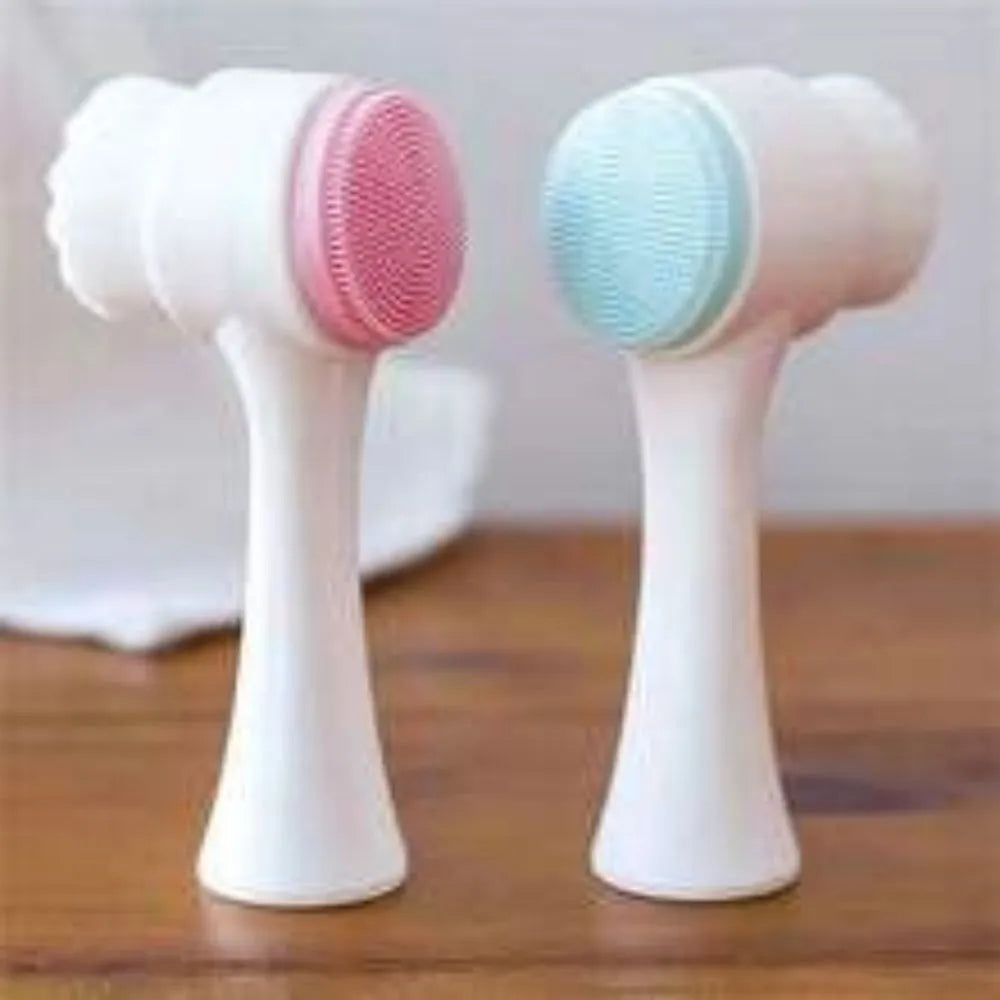 Blue nylon bristle pet paw brush with a plastic handle for grooming dogs and cats