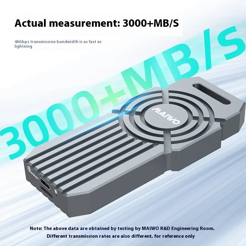 USB4 aluminium hard disk box for NVMe M.2 solid state drives with Thunderbolt 4 compatibility