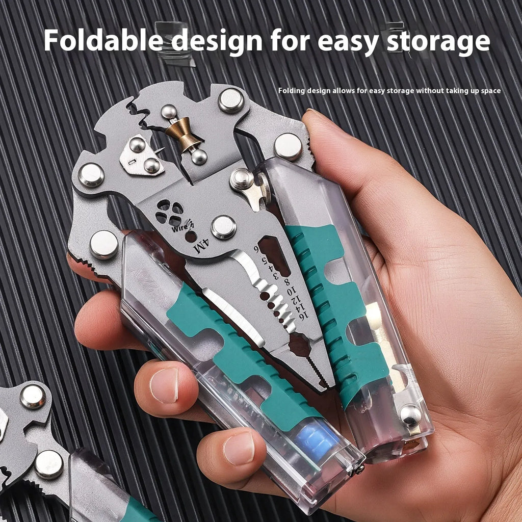 Thickened electrician's wire stripper and pointed pliers tool with rust-resistant finish