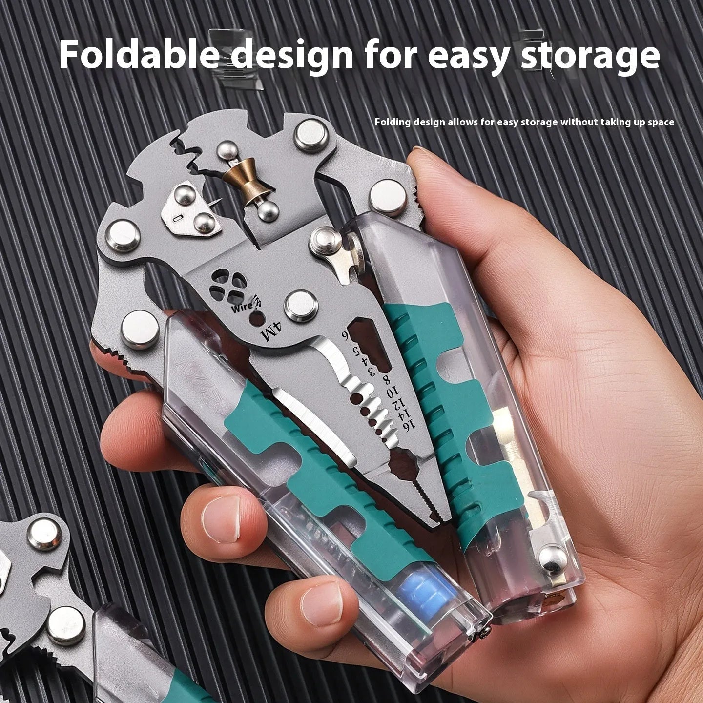 Thickened electrician's wire stripper and pointed pliers tool with rust-resistant finish