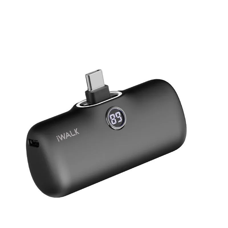 Mini lipstick portable power bank showing colour options and compact dimensions