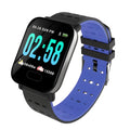 A6 smart bracelet with colour screen and black silicone strap on a wrist.