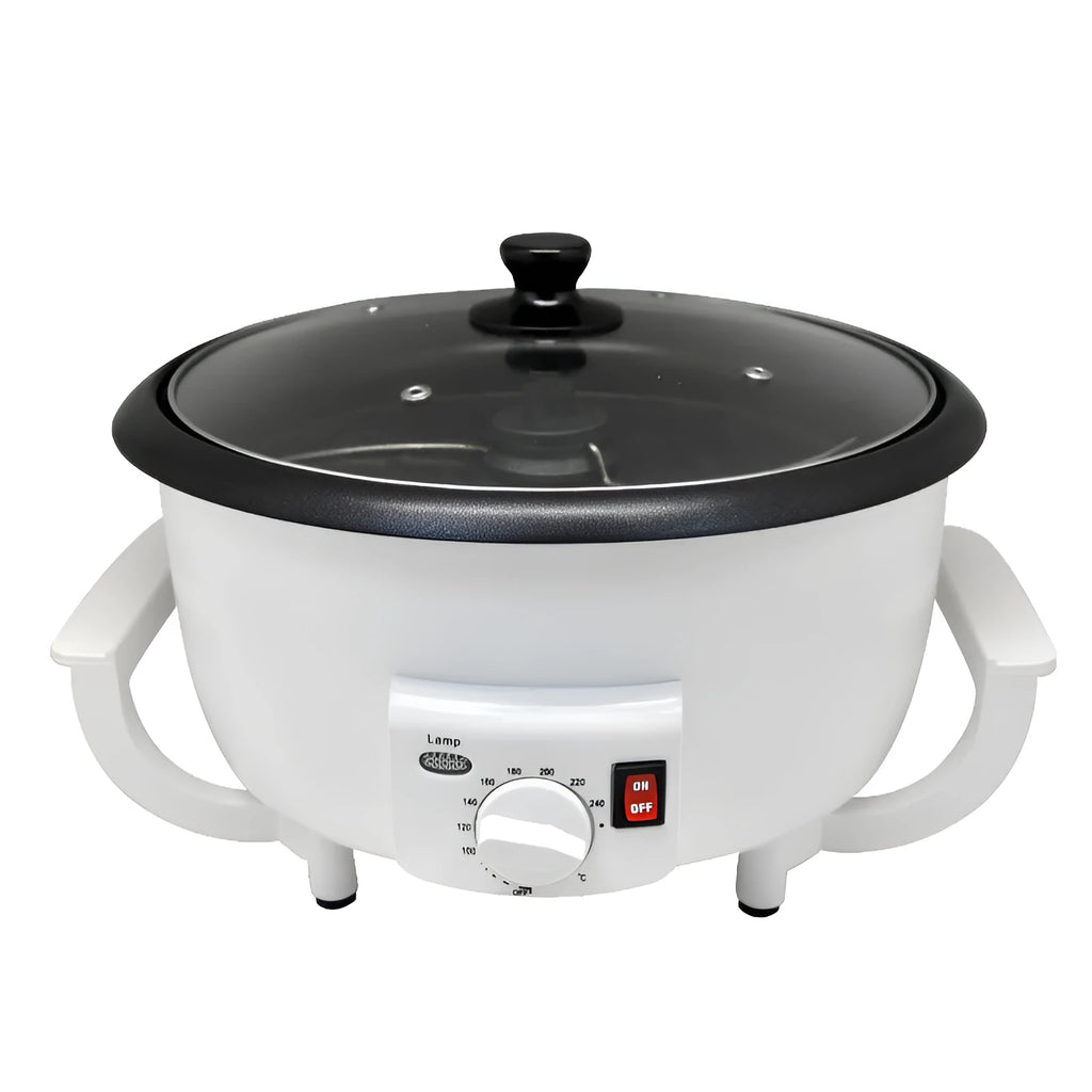 Electric coffee bean roasting machine with 750g capacity and 225mm base diameter