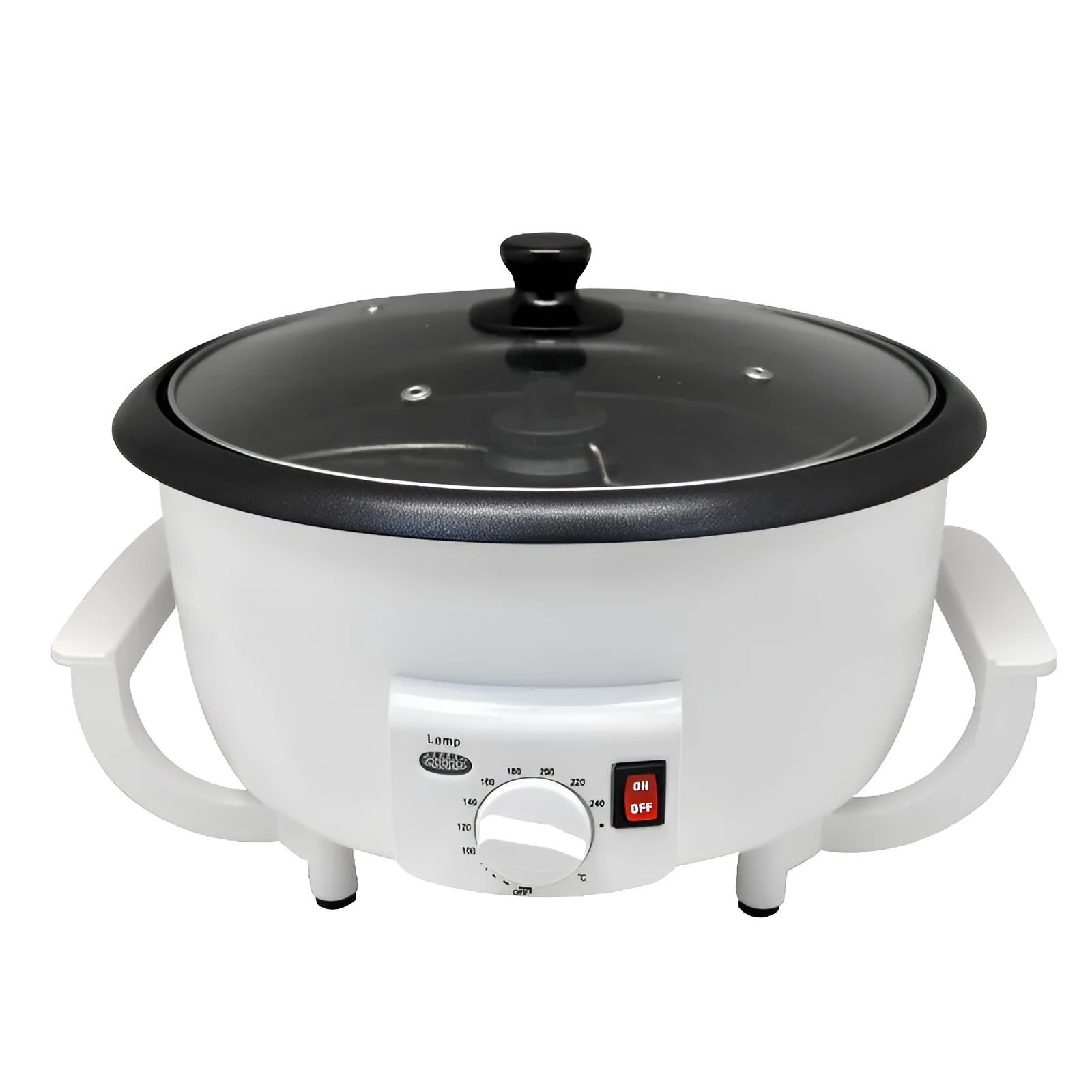 Electric coffee bean roasting machine with 750g capacity and 225mm base diameter