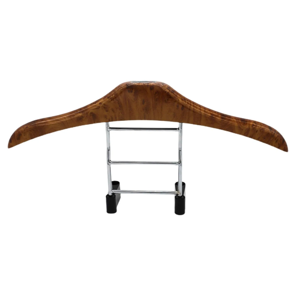 Wood yellow stainless steel car clothes hanger with detachable hooks measuring 46.5cm
