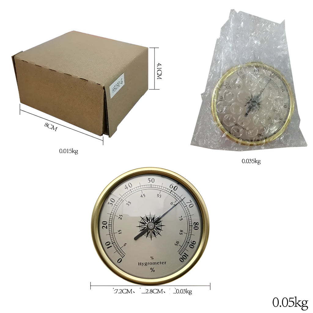 Aluminium analog thermometer and hygrometer with 72mm diameter for indoor outdoor use
