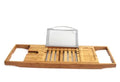 Natural bamboo bathtub frame with single-tier storage for bathroom organisation