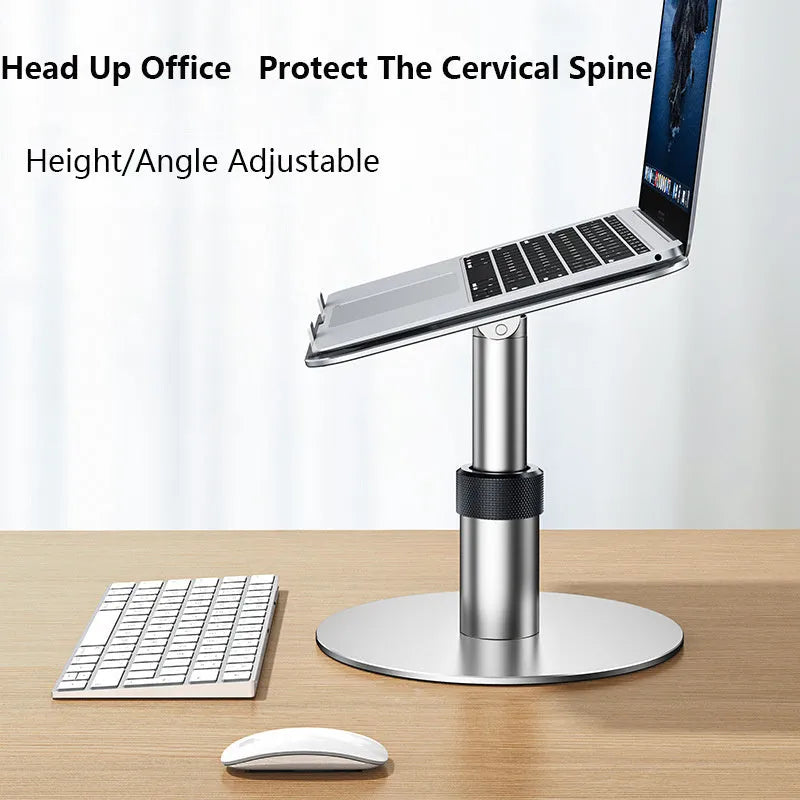 Silver aluminum alloy car back seat laptop stand with adjustable height and 360 degree rotation for devices up to 18 inches