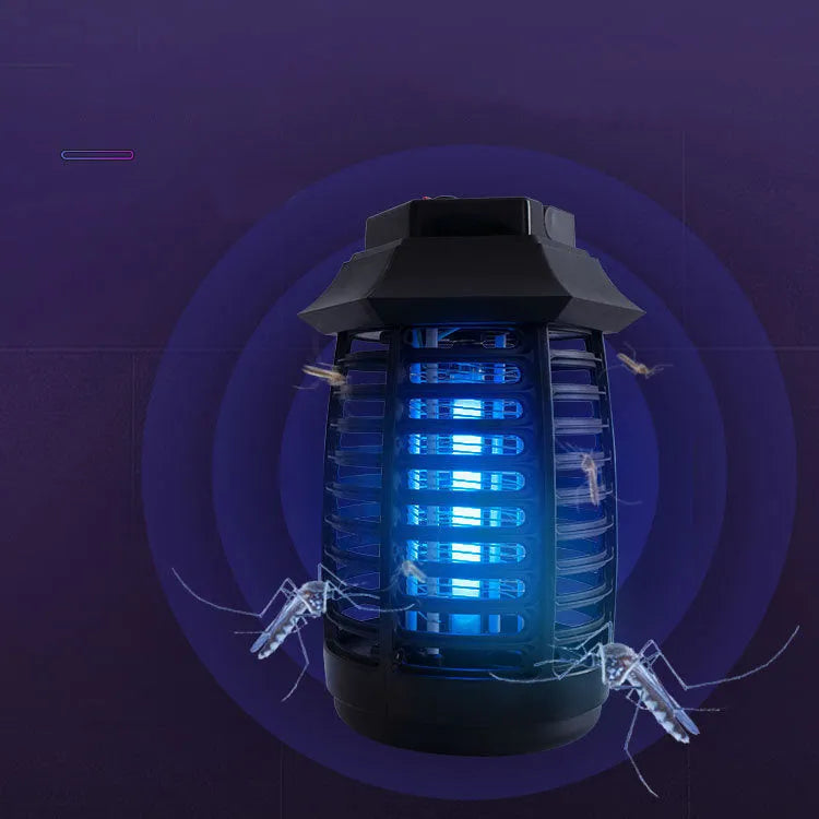 Black aromatherapy mosquito killer lamp on a table, showing its decorative low-light design.
