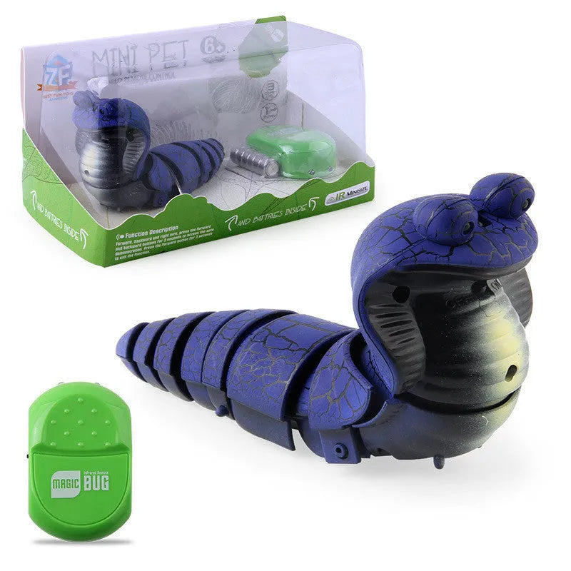 Automatic electronic snake cat toy with segmented plastic body on a floor.