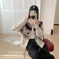 Ethnic jacquard round neck pullover sweater in loose fit with 3D pattern
