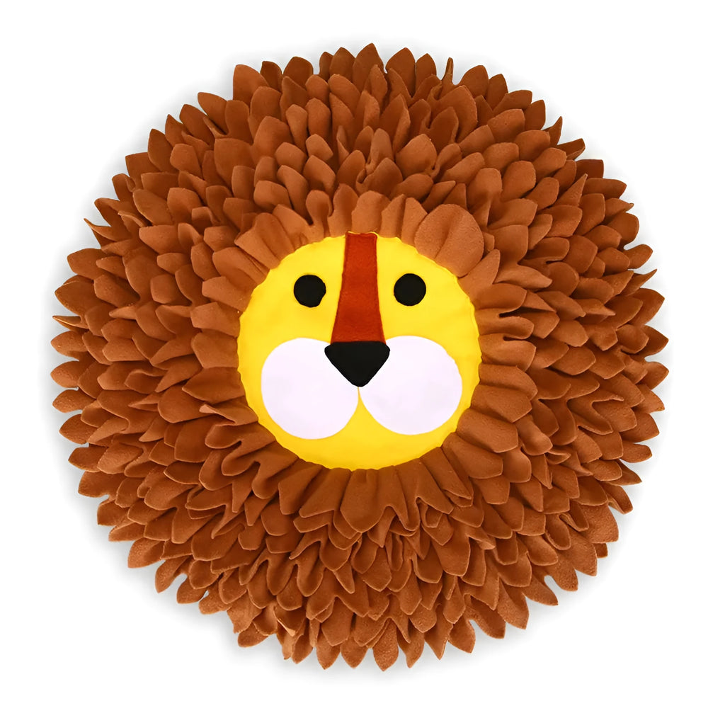 Brown lion pattern sniffing pad blanket for dogs and cats, measuring 33 by 25 centimetres