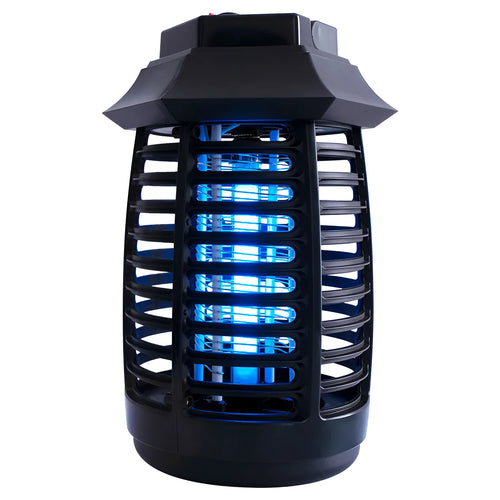 Black aromatherapy mosquito killer lamp on a table, showing its decorative low-light design.