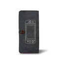 Black felt carrying pouch for Nintendo Switch console with game card slots and double storage layers.