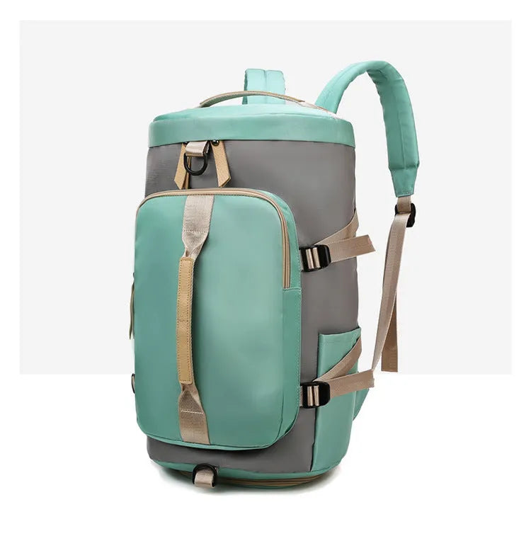 Waterproof nylon gym backpack with separate shoe compartment and combination lock in multiple colour options