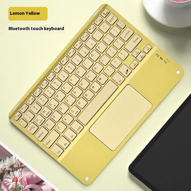 Square Hat Touch Bluetooth wireless charging keyboard showing full-colour illuminated keys on a black background.