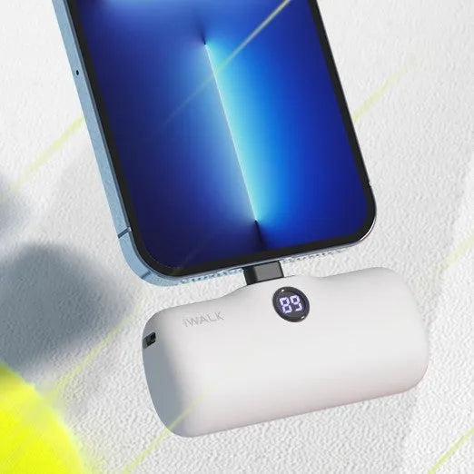 Mini lipstick portable power bank showing colour options and compact dimensions
