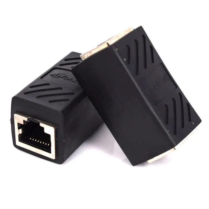 Black RJ45 rotary union network cable extender adapter for ethernet connections