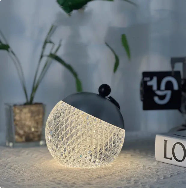 Small dimmable LED night lamp with touch switch in chrome colour for bedroom desk