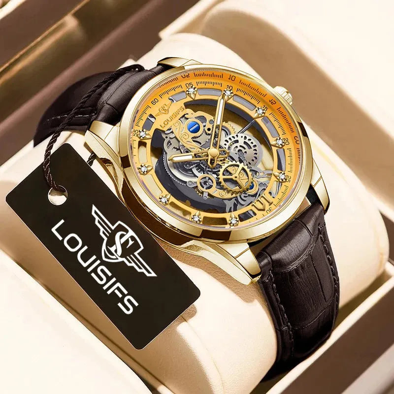 Men's Swiss double-sided hollow business quartz watch in 12mm thickness