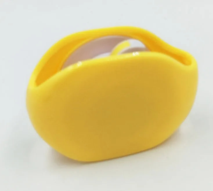 Automatic earphone retractor winder in black with extended cable showing push-type mechanism
