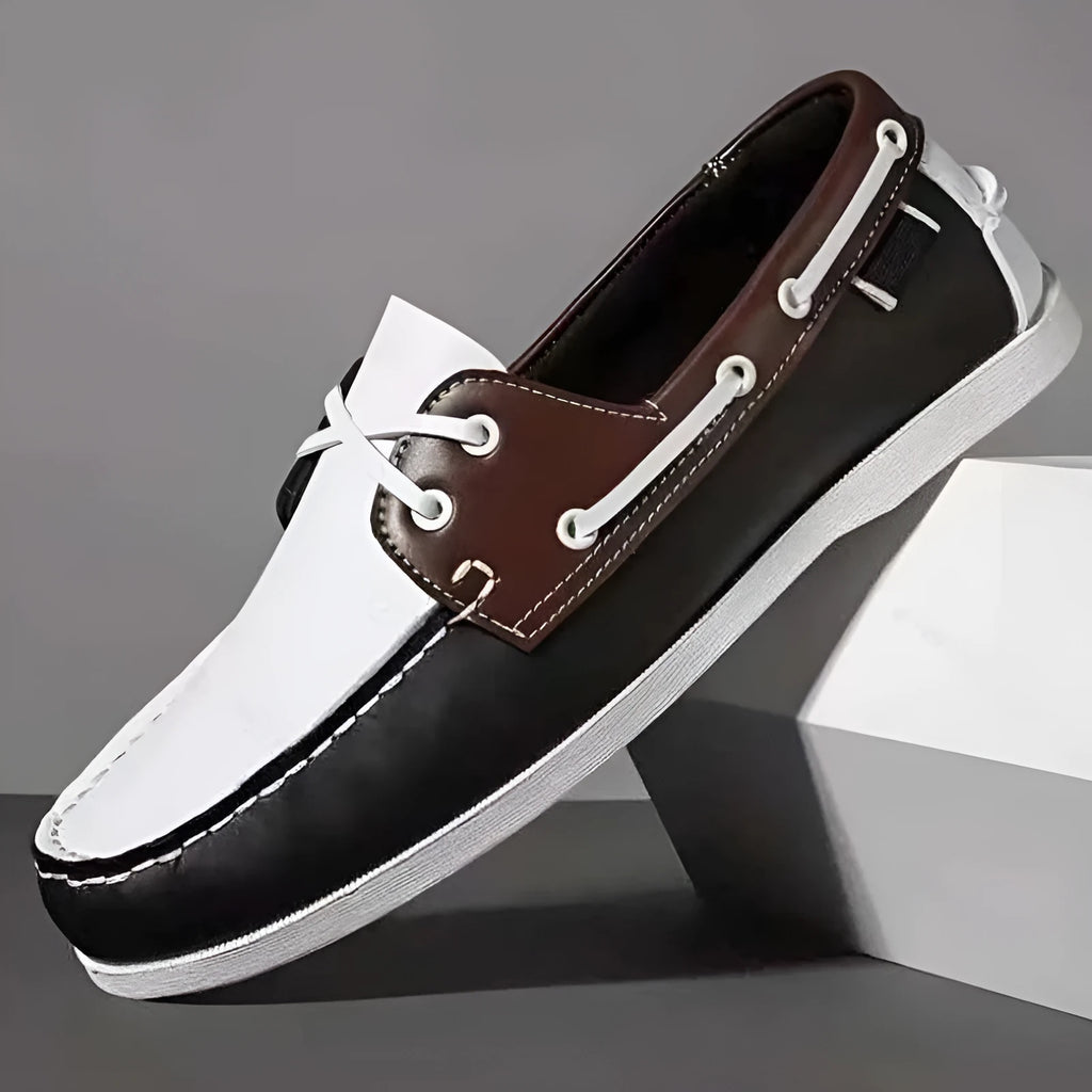 Men's British style casual shoes in artificial PU with round toe and flat heel, shown in a solid colour.