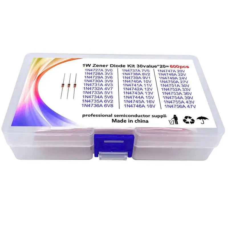 DO-35 package 1W Zener diode with glass body and axial metal leads.