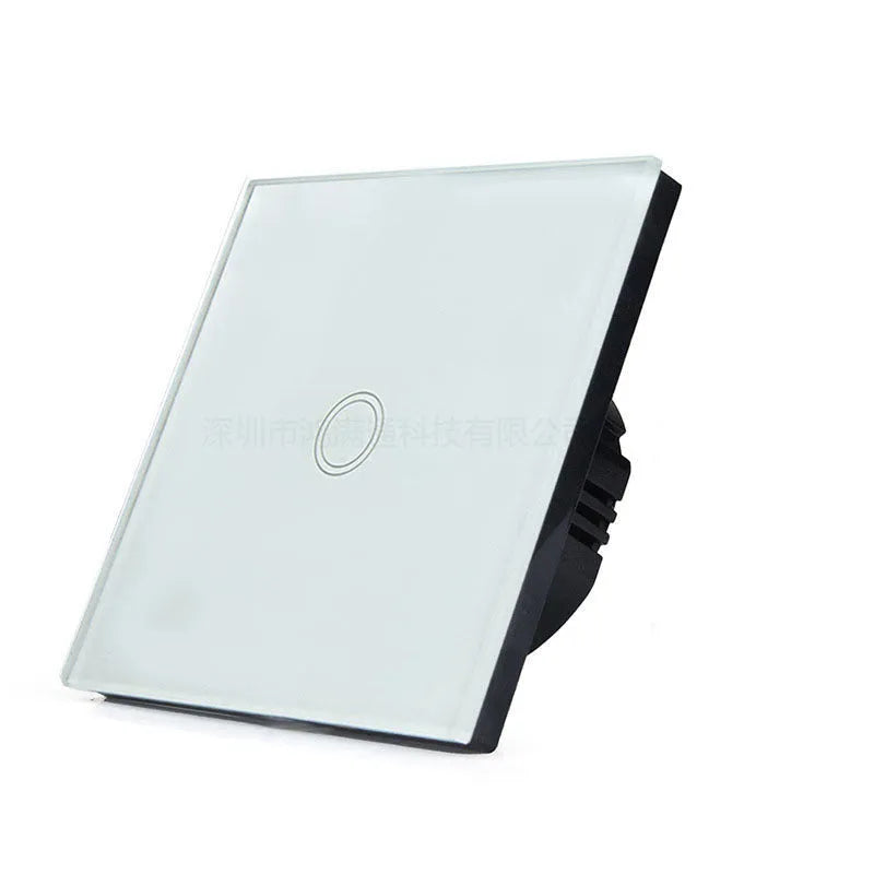 86-type touch light switch with tempered glass panel in black, gold, or white finish