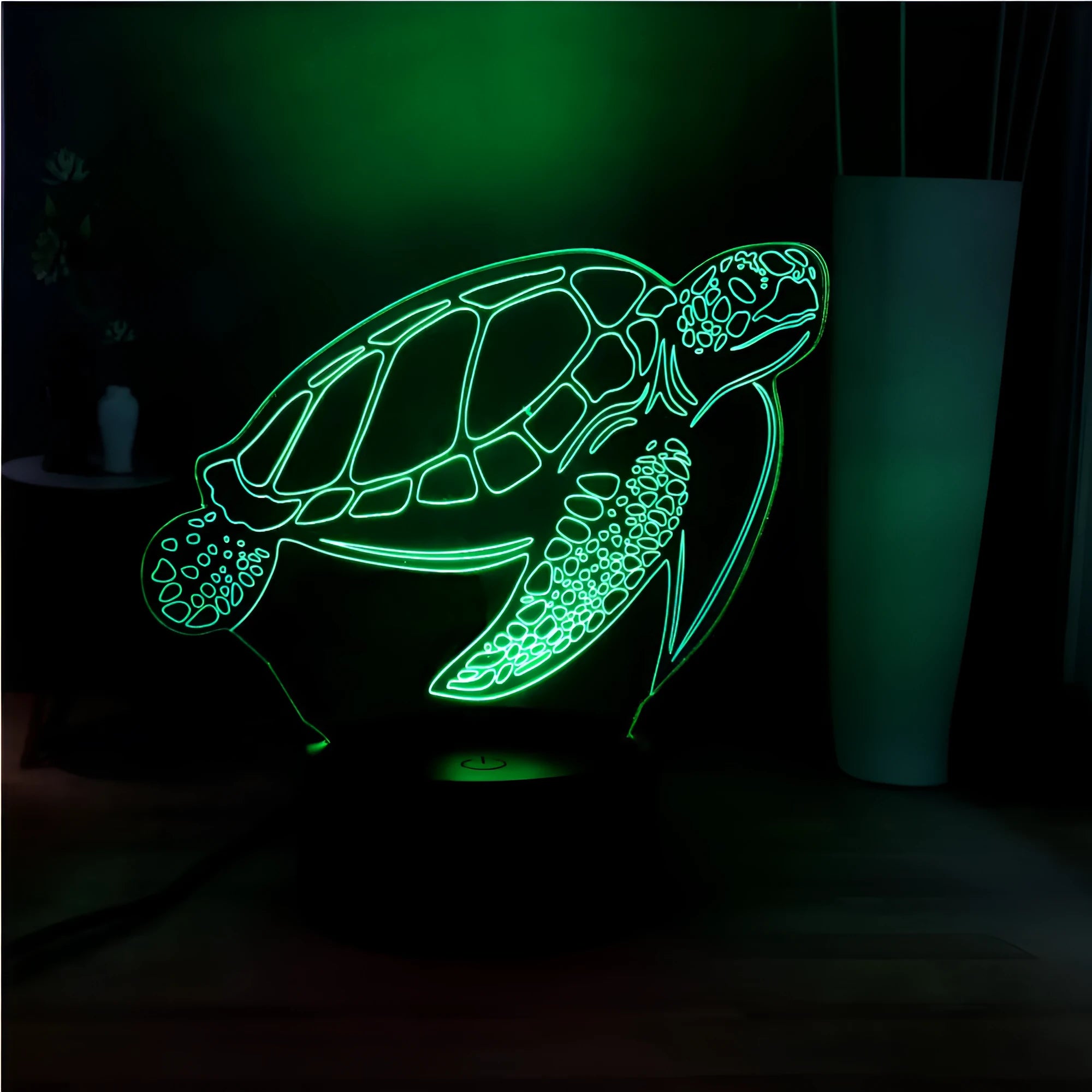 3D translucent acrylic turtle-shaped LED night light showing multi-coloured glow.