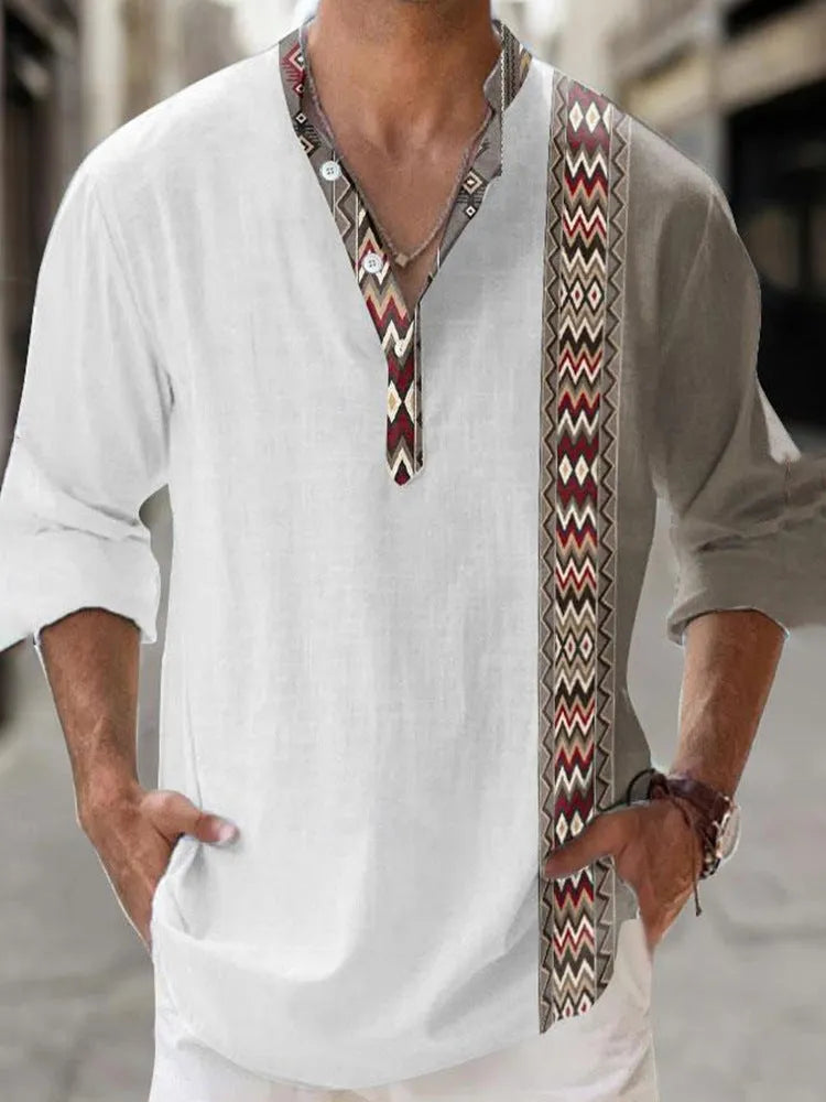 Thin striped Hawaiian long sleeve shirt in multiple colour options sizes S to 6XL