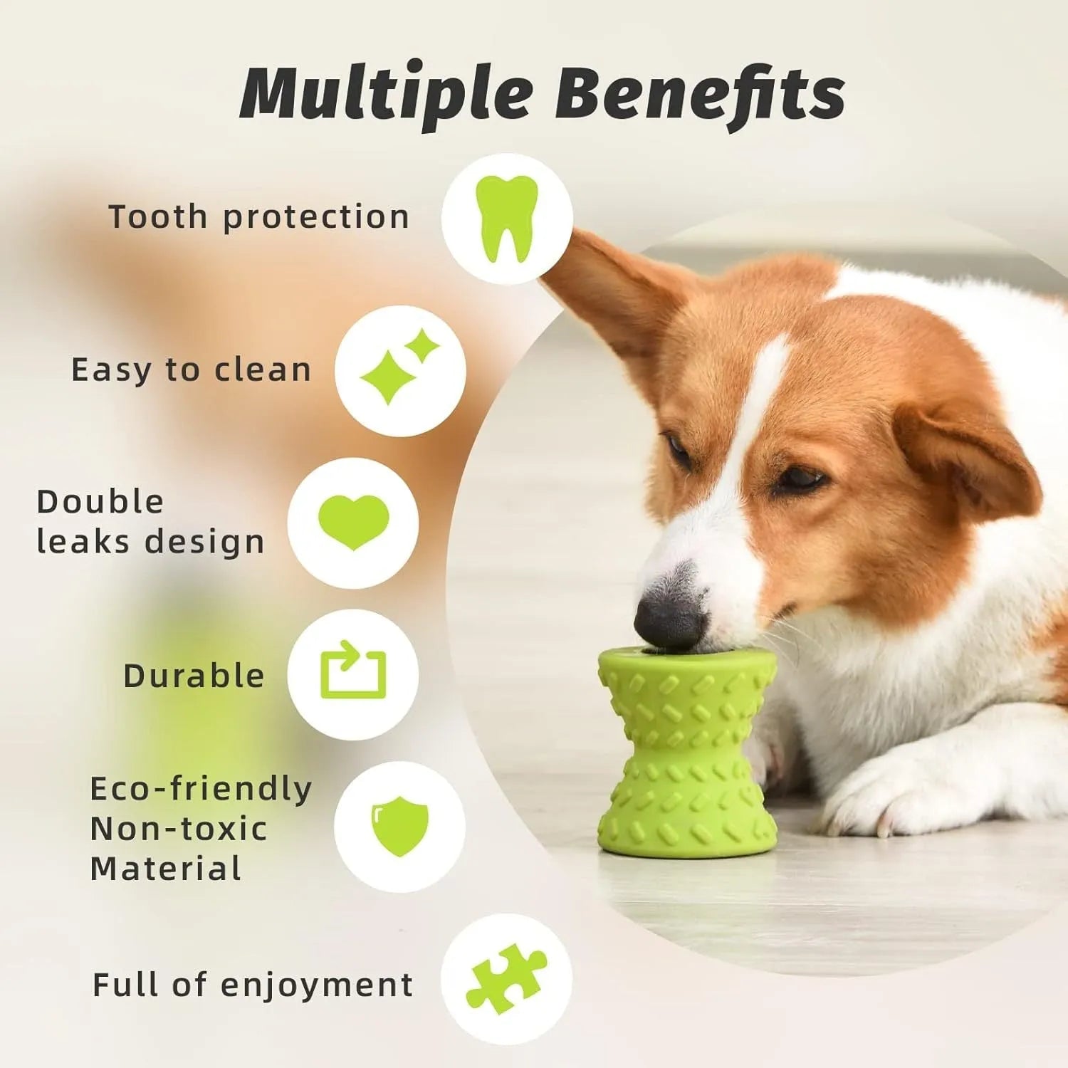 Blue natural rubber interactive treat dispensing dog toy for aggressive chewers with hollow centre.