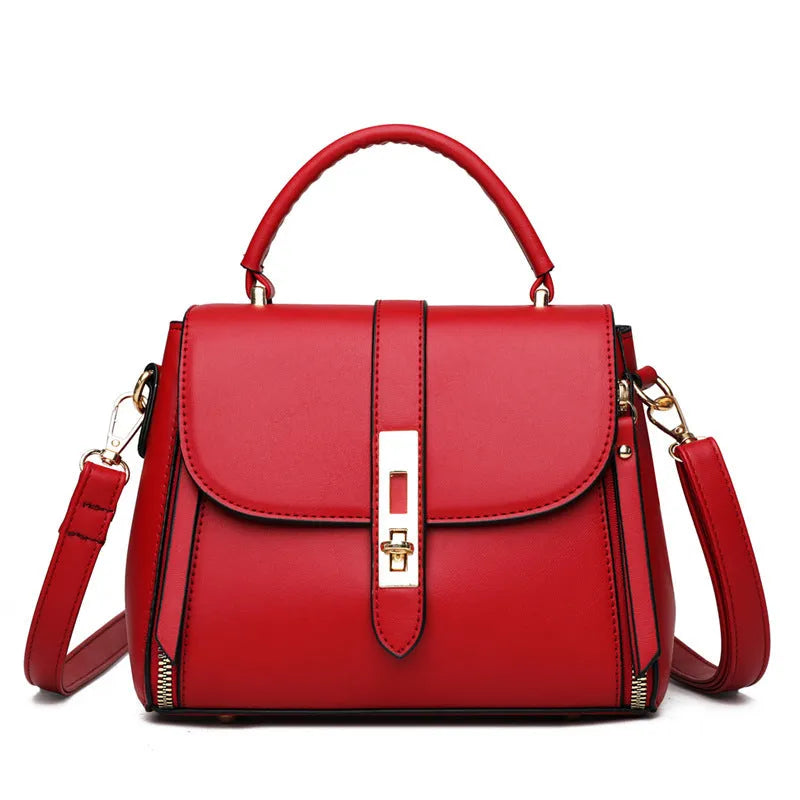 Women's square vertical messenger bag in soft PU leather with single shoulder strap