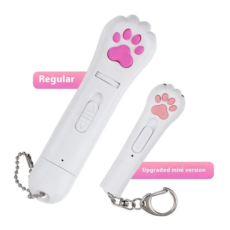 Infrared cat laser toy in blue plastic with five pattern projection functions and included cat teasing stick