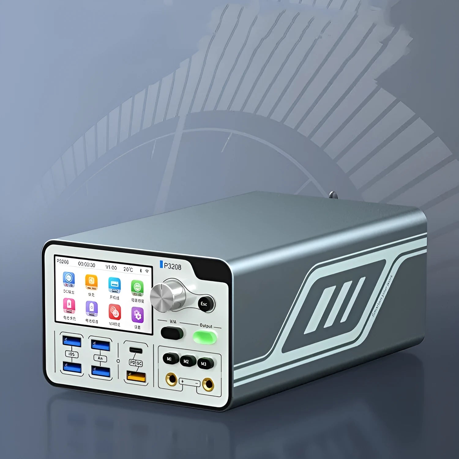 320W intelligent regulated power supply meter with 3.0 inch IPS display and connection cables for mobile phone repair