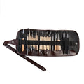 27-piece pottery clay tool set with stainless steel, wood, and plastic tools in roll-up storage bag