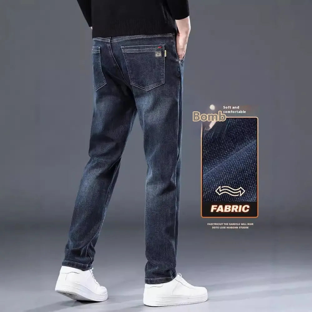 Slim straight casual trousers in blue grey colour with micro elasticity fabric for summer street fashion wear